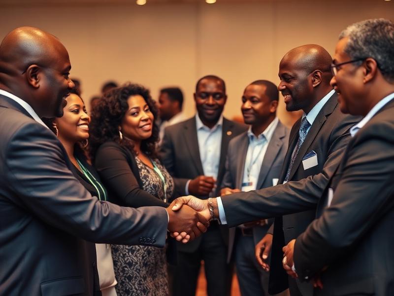 African professionals networking at a conference