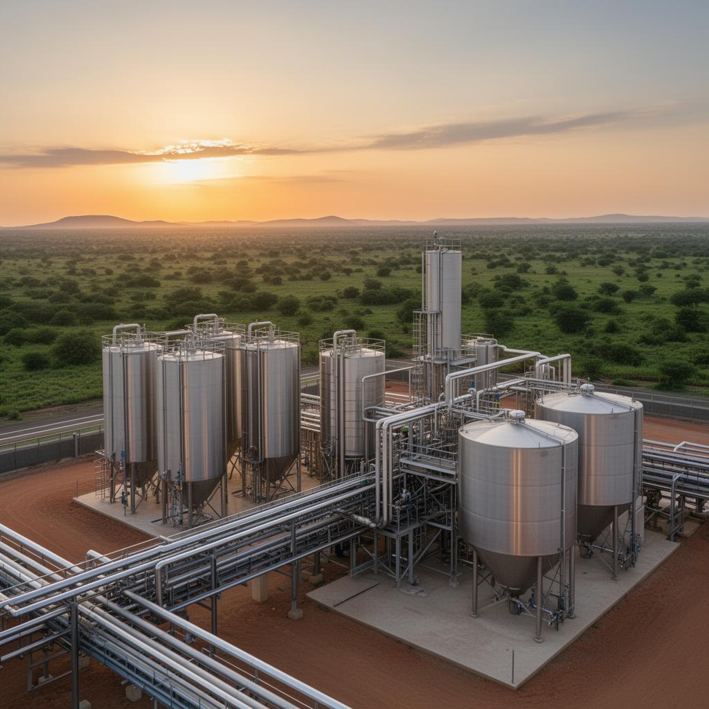 Bioethanol refinery at dawn